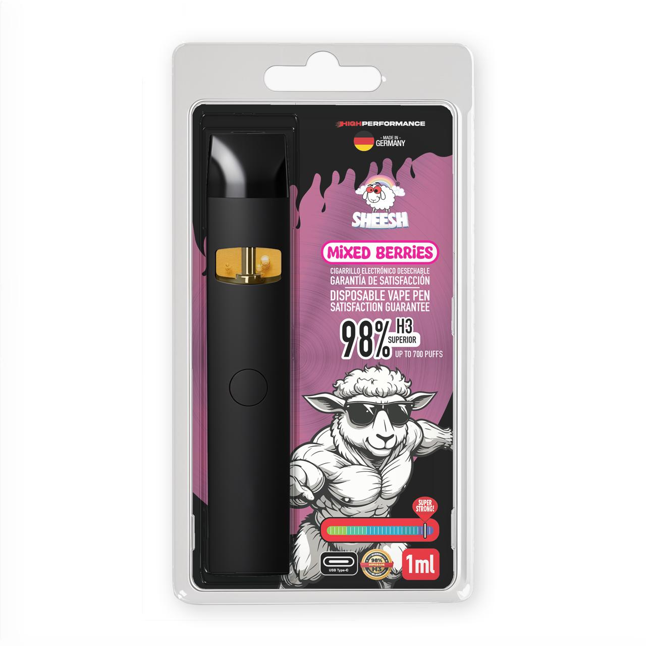 VAPE DESECHABLE H3 98% MIXED BERRIES 1ML – SHEESH